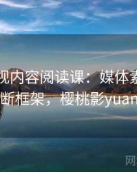 樱桃影视内容阅读课：媒体素养的判断框架，樱桃影yuan