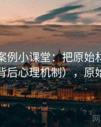 YY漫画案例小课堂：把原始材料讲清楚（背后心理机制），原始原料