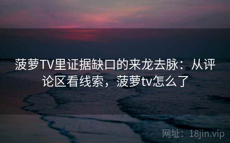 菠萝TV里证据缺口的来龙去脉：从评论区看线索，菠萝tv怎么了